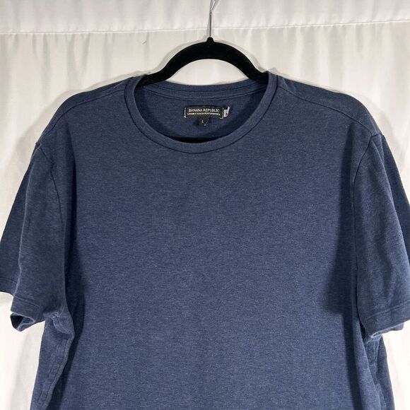 Banana Republic Luxury Touch Performance Shirt Men's Large Blue Short Sleeve Cot - Picture 2 of 6